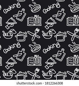 illustration of the black and white cooking and preparation food icons set background