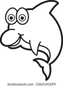 Illustration black and white dolphin