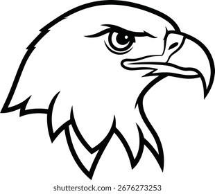 Ilustración del dibujo en blanco y negro de una cabeza de águila
