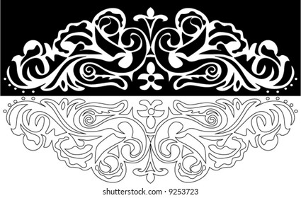 Illustration with black and white floral decoration