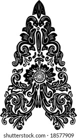 illustration with black and white flower ornament