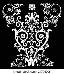 illustration with black and white flower ornament