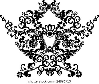 illustration with black and white flower ornament