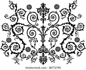 illustration with black and white flower ornament