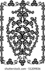 illustration with black and white flower ornament