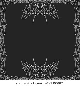 Illustration of a black and white frame with a neo-tribal design style.