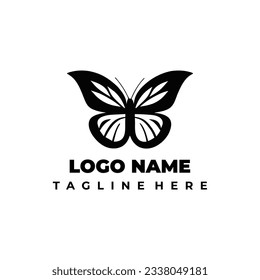 illustration black and white logo butterflay icon templet concept