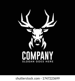 illustration of black and white logo with the main object of the deer