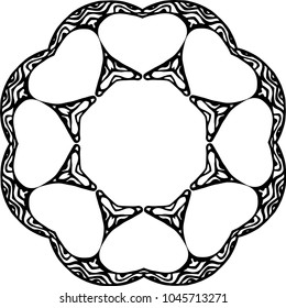 An illustration of a black and white mandala. Cosmic flower of life. The idea for a tattoo