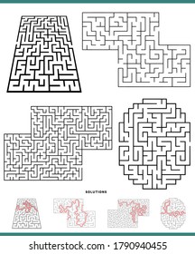 Illustration Black White Mazes Game Activities Stock Vector (Royalty ...
