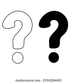 illustration of black and white question marks symbolizing curiosity, doubt, and inquiry. Perfect for concepts of uncertainty, problem-solving, and brainstorming