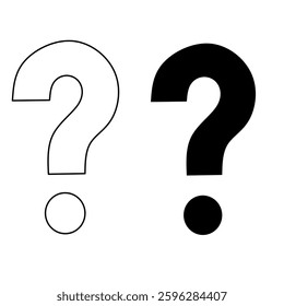 illustration of black and white question marks symbolizing curiosity, doubt, and inquiry. Perfect for concepts of uncertainty, problem-solving, and brainstorming