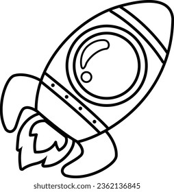 Illustration black and white rocket