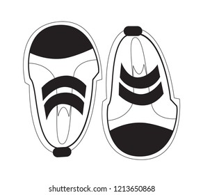Illustration of black and white shoes.Flat design. View from top. Vector. Element for logo, print for gift products