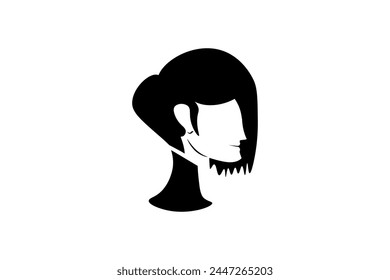 an illustration black and white of silhouette woman potrait