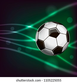 Illustration of black and white soccer ball on blured abstract background
