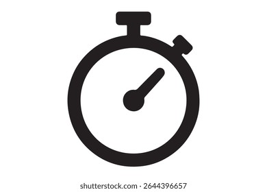 Illustration of a black and white stopwatch with hands