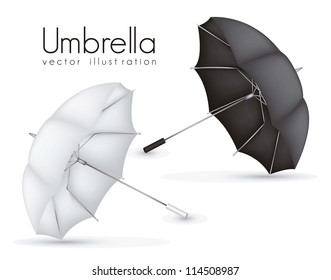illustration of black and white umbrellas isolated on white background, vector illustration