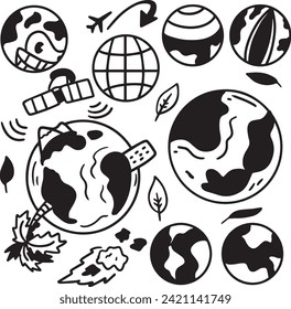 Illustration black and white vector file , can adjust color for best design earth day