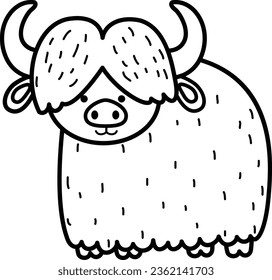 illustration black and white yak