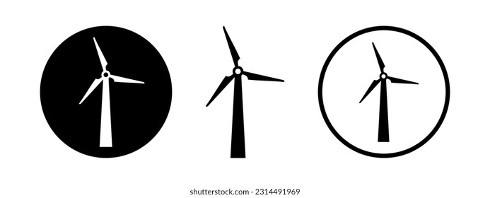 Illustration with black wind mill. Clean energy. Green energy.