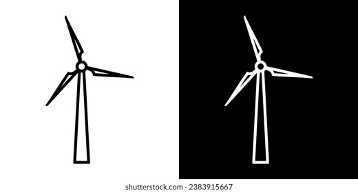 Ilustración con molino de viento negro. Energía limpia. Energía verde.