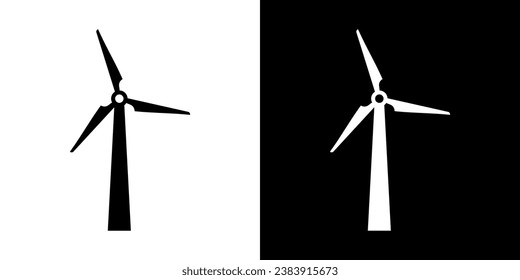 Illustration with black wind mill. Clean energy. Green energy.