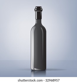 An illustration of a black wine bottle with reflexions