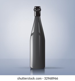 An illustration of a black wine bottle with reflexions