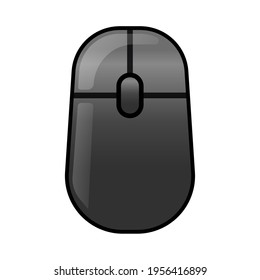 ilustración del mouse del equipo inalámbrico negro en el fondo blanco