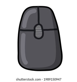 illustration of the black wireless computer mouse on the white background