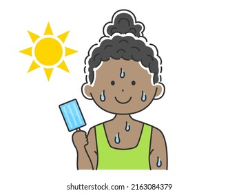 Illustration Of A Black Woman Eating Popsicles.