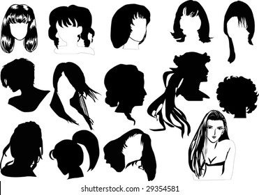 Similar Images, Stock Photos & Vectors of Set of female afro hairstyles