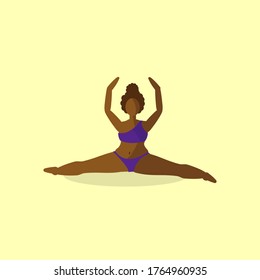 An illustration of a black woman practicing yoga. Body positivity.