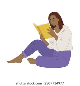 AN illustration of a black woman reading.