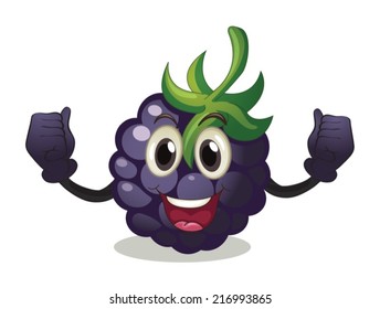 Illustration of a blackberry with face