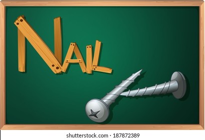 Illustration of a blackboard with nails