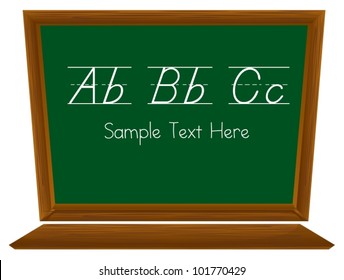 Illustration of blackboard on white with text