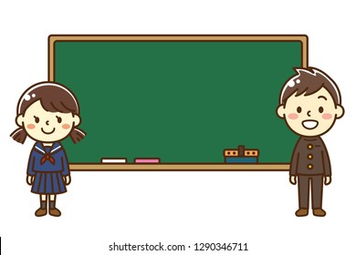 Illustration of a blackboard and students