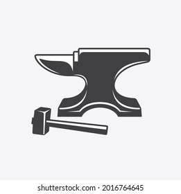 illustration of blacksmith equipment, blacksmith icon.