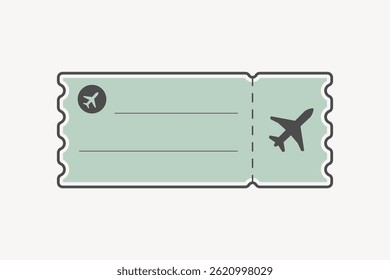 Illustration of a blank airplane ticket. Features an airplane icon and lines for details. Simple ticket design, perfect for travel-themed projects vector design.
