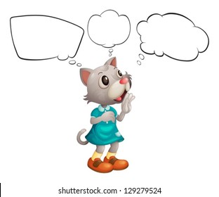 Illustration of a blank bubble notes and a cat on a white background