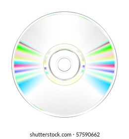 Illustration of blank CD or DVD disc on white background. Vector