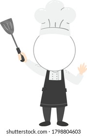 Illustration of a Blank Chef Head Template with Hat, Apron, Uniform and a Flipper or Turner