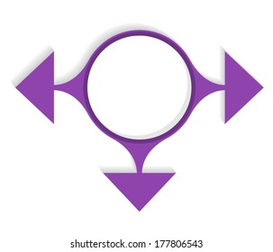 the illustration of blank circle and three arrows / the circle template / The arrow pattern