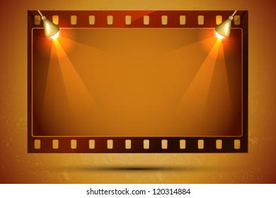 illustration of blank film strip frame with focus light