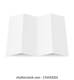 Illustration of blank fourfold booklet on white background