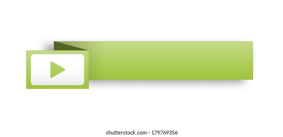 the illustration of blank  green rectangle label with arrow icon / the rectangular template with arrow / the empty label with shadow