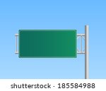 Illustration of a blank highway sign with a blue sky background.