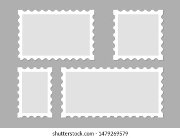 Illustration with blank postage stamps. Isolated vector design. Perforated edge label. Label, sticker vector illustration